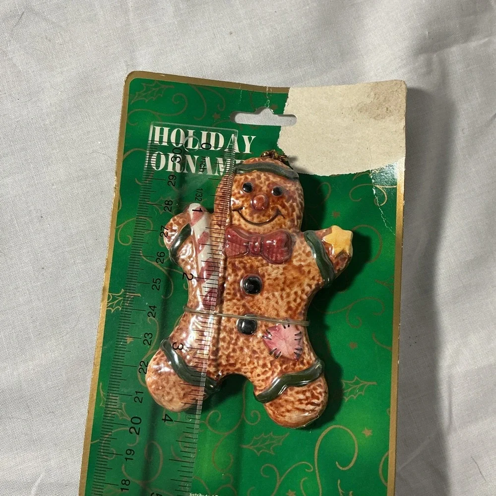 Vintage 1980s Ceramic Gingerbread Man Christmas Holiday Ornament NWT